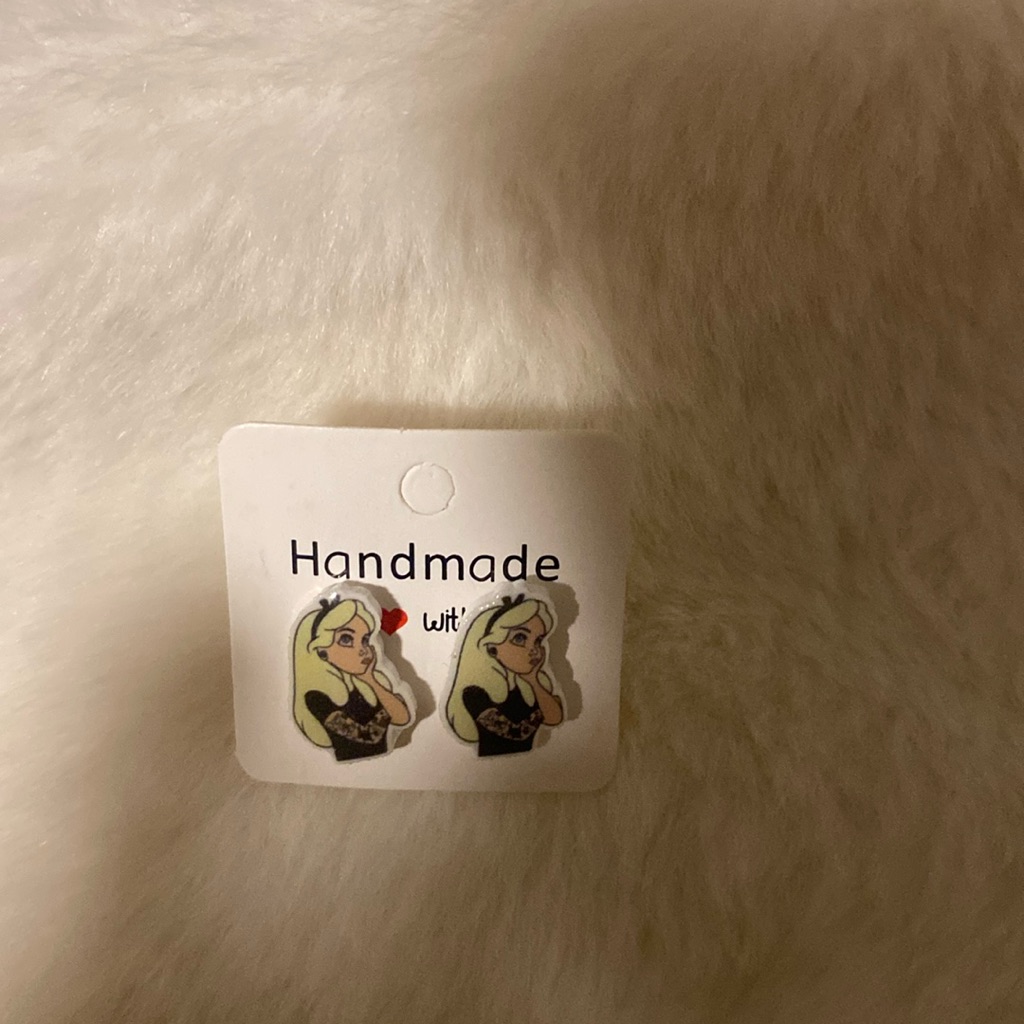 Alice Earrings , Alice With Tattoos Earrings For Pierced Ears